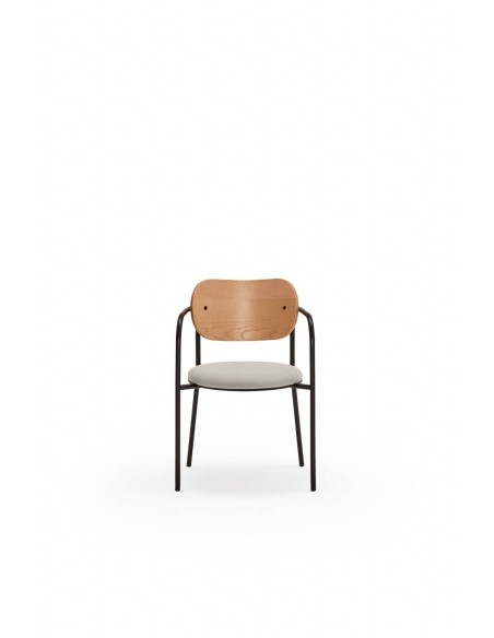 CADEIRA DE DESIGN TEULAT ECLIPSE, CARVALHO e tecido CINZENTO