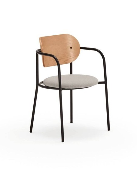 CADEIRA DE DESIGN TEULAT ECLIPSE, CARVALHO e tecido CINZENTO