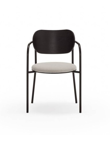 SILLA TEULAT ECLIPSE, madera NEGRA y tejido GRIS