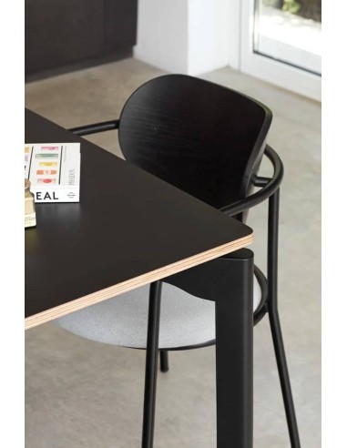 SILLA TEULAT ECLIPSE, madera NEGRA y tejido GRIS