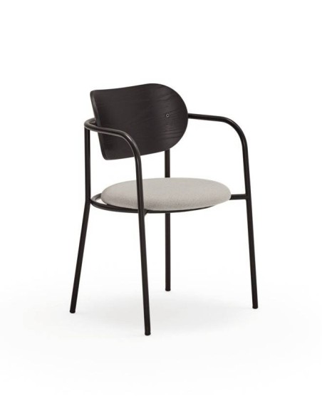 SILLA TEULAT ECLIPSE, madera NEGRA y tejido GRIS