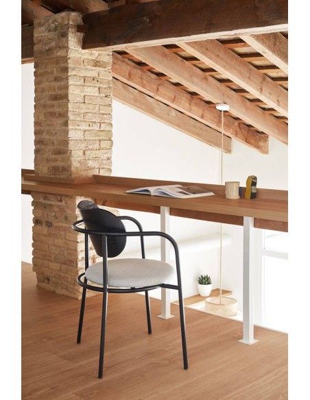 SILLA TEULAT ECLIPSE, madera NEGRA y tejido GRIS