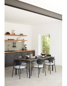 SILLA TEULAT ECLIPSE, madera NEGRA y tejido GRIS 2