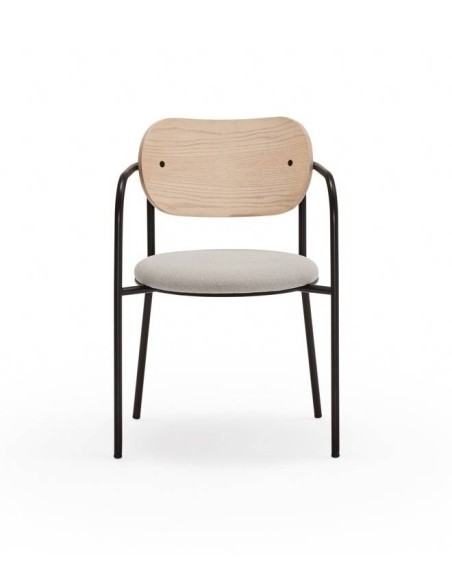 CADEIRA DE DESIGN TEULAT ECLIPSE madeira NATURAL e tecido CINZA