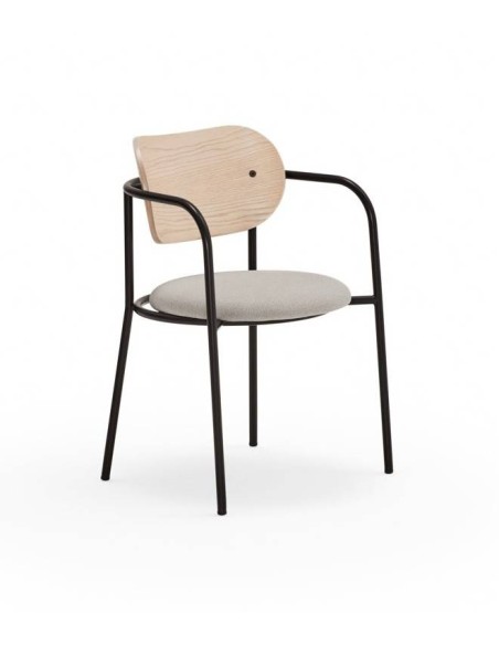 CADEIRA DE DESIGN TEULAT ECLIPSE madeira NATURAL e tecido CINZA