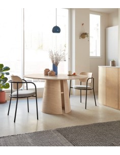 TEULAT SILLA ECLIPSE DE DISEÑO madera NATURAL y tela GRIS 2