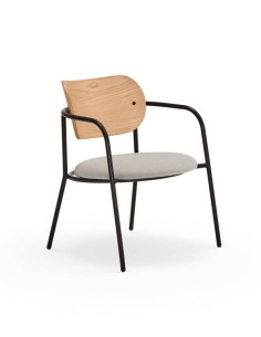 POLTRONA DE DESIGN TEULAT ECLIPSE, CARVALHO e tecido CINZA