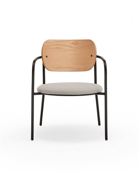 POLTRONA DE DESIGN TEULAT ECLIPSE, CARVALHO e tecido CINZA