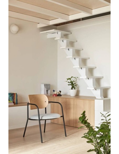 POLTRONA DE DESIGN TEULAT ECLIPSE, CARVALHO e tecido CINZA