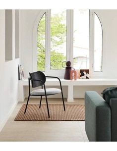 TEULAT BUTACA ECLIPSE DE DISEÑO, madera NEGRO y tela GRIS 2