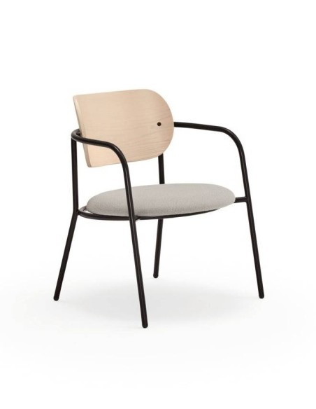 TEULAT BUTACA ECLIPSE DE DISEÑO madera NATURAL y tela GRIS