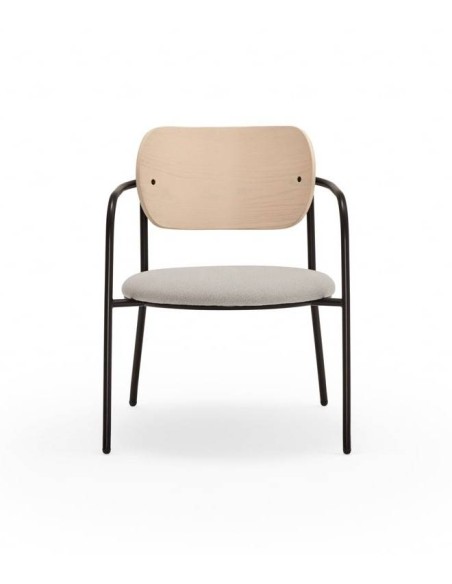 POLTRONA TEULAT ECLIPSE DESIGN madeira NATURAL e tecido CINZA