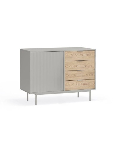 Teulat APARADOR SIERRA 108x47, DM lacado gris y chapa de roble
