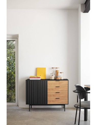 Aparador Teulat SIERRA 108x47, MDF lacado preto...