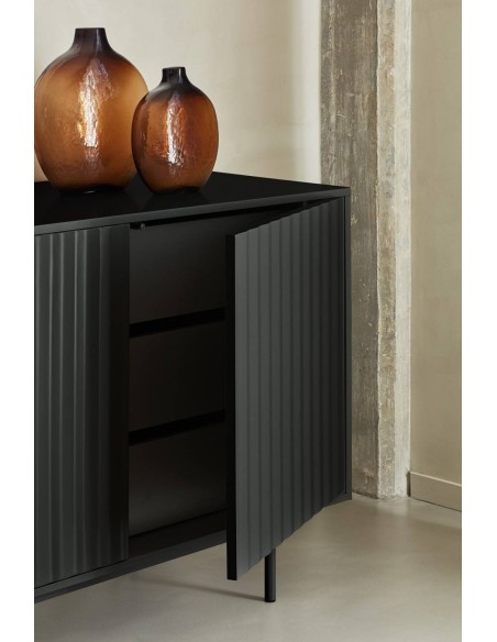 Teulat APARADOR SIERRA 160x47, minimalista, MDF lacado negro