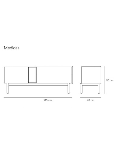 Móvel de TV TEULAT CORVO 140x40, MDF lacado CREME