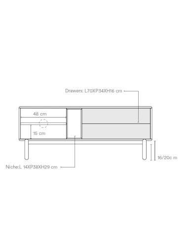 Móvel de TV TEULAT CORVO 140x40, MDF lacado CREME