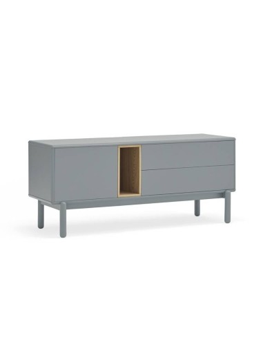 Móvel de TV TEULAT CORVO 140x40, MDF lacado CINZA PÉROLA