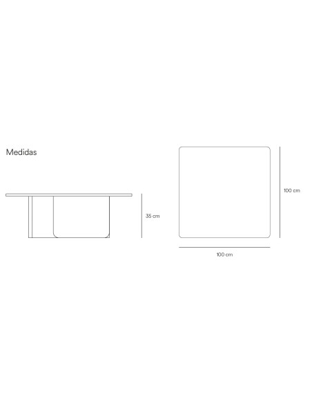 MESA DE CENTRO TEULAT ARQ 100x100 cm cor freixo natural.