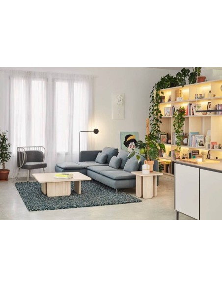 MESA ASSISTENTE TEULAT ARQ 100x100 cm cor cinza natural.