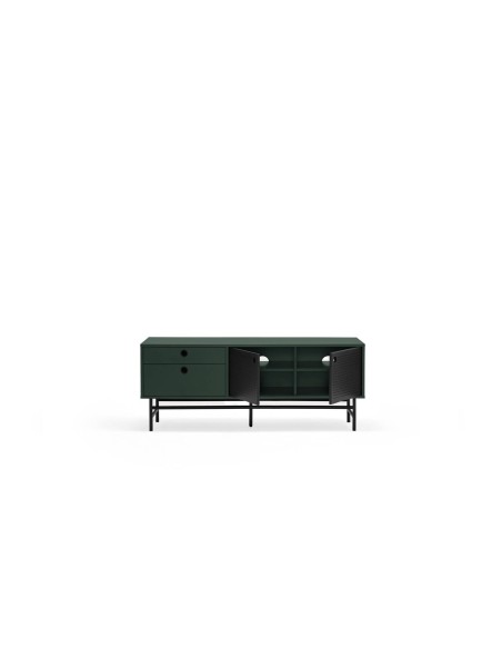 Móvel de TV TEULAT PUNTO 140x40, MDF lacado verde e metal preto
