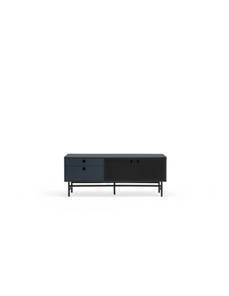 TEULAT MUEBLE TV PUNTO 140x40, DM lacado azul y metal negro