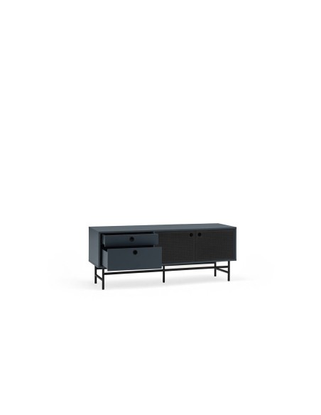 Móvel de TV TEULAT PUNTO 140x40, MDF lacado azul e metal preto
