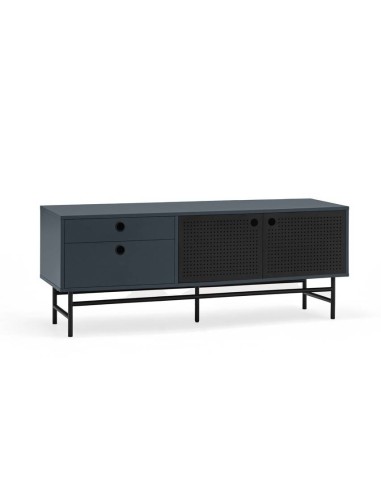 Móvel de TV TEULAT PUNTO 140x40, MDF lacado azul e metal preto