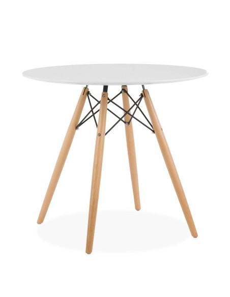 Mesa TOWER 80 para cocina de diseño, blanco, Haya