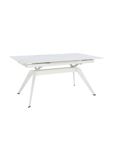MESA EXTENSÍVEL LULA, 160/220 X 90 CM, tampo em CERÂMICA E PERNAS em metal branco