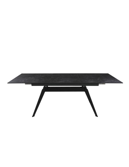 MESA EXTENSÍVEL LULA 160/220 X 90 CM, tampo CERÂMICO e pés em metal PRETO