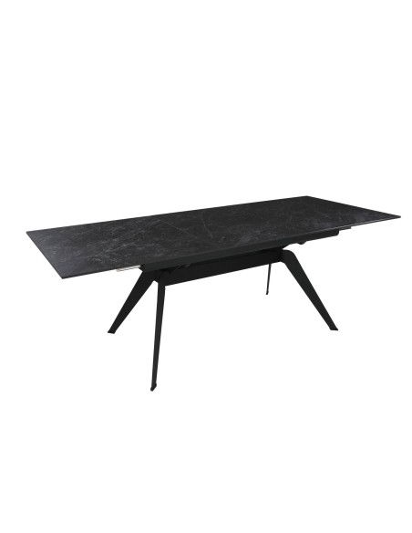 MESA EXTENSIBLE LULA 160/220 X 90 CM, tapa CERÁMICA y pies metal NEGRO