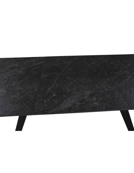 MESA EXTENSÍVEL LULA 160/220 X 90 CM, tampo CERÂMICO e pés em metal PRETO