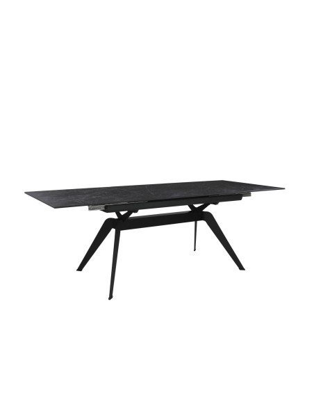MESA EXTENSIBLE LULA 160/220 X 90 CM, tapa CERÁMICA y pies metal NEGRO