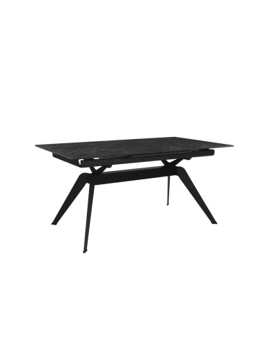 MESA EXTENSIBLE LULA 160/220 X 90 CM, tapa CERÁMICA y pies metal NEGRO