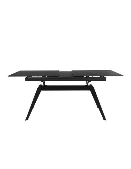 MESA EXTENSÍVEL LULA, 160/220 X 90 CM, tampo CERÂMICO PRETO e OURO
