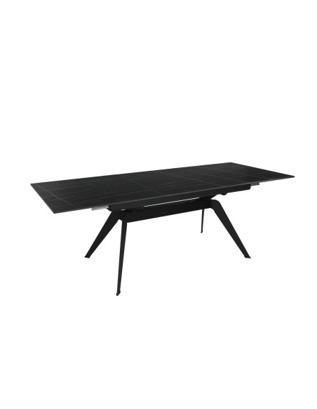MESA EXTENSÍVEL LULA, 160/220 X 90 CM, tampo CERÂMICO PRETO e OURO