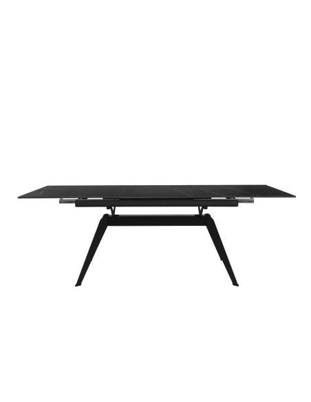 MESA EXTENSIBLE LULA,160/220 X 90 CM, tapa CERAMICA NEGRA y DORADA