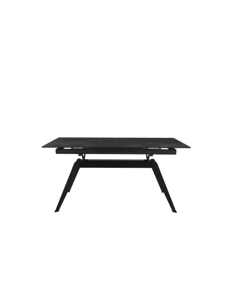 MESA EXTENSIBLE LULA,160/220 X 90 CM, tapa CERAMICA NEGRA y DORADA
