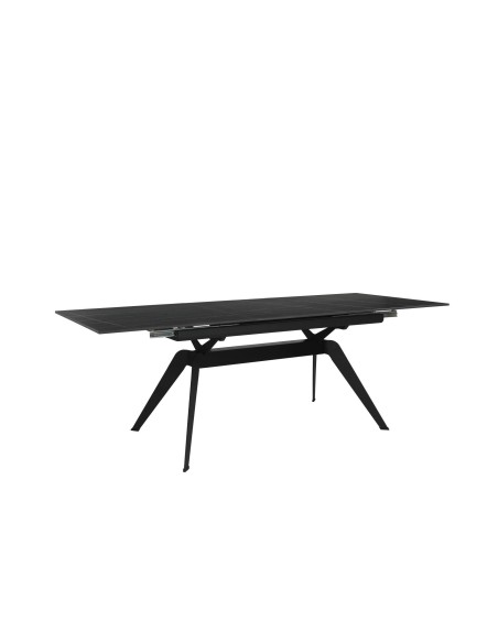 MESA EXTENSIBLE LULA,160/220 X 90 CM, tapa CERAMICA NEGRA y DORADA