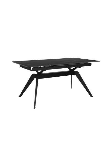 MESA EXTENSIBLE LULA,160/220 X 90 CM, tapa CERAMICA NEGRA y DORADA