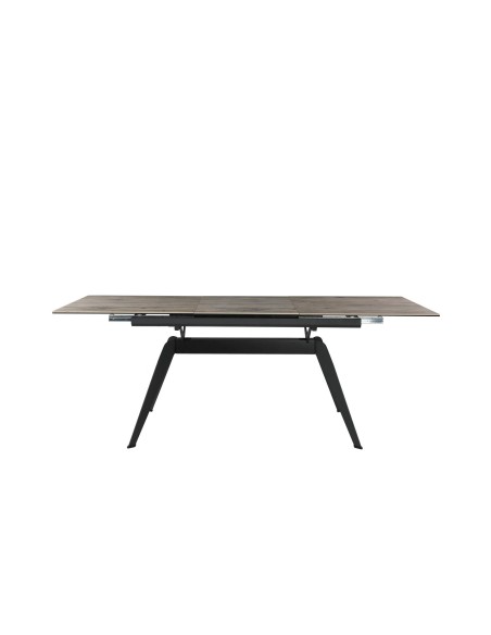 MESA EXTENSIBLE LULA,160/220 X 90 CM, tapa CERÁMICA color MADERA y PIE metal NEGRO