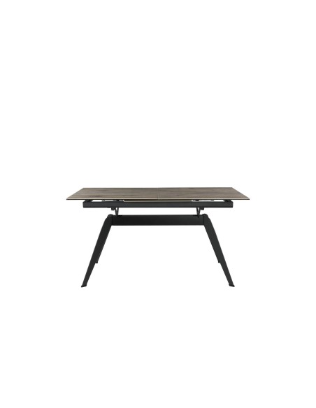 MESA EXTENSIBLE LULA,160/220 X 90 CM, tapa CERÁMICA color MADERA y PIE metal NEGRO