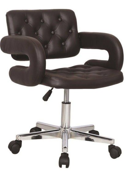 Silla Oficina diseño Belle Epoque, similpiel Negro, base cromada con ruedas.