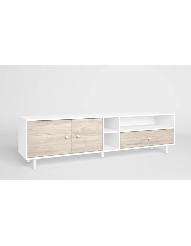 MUEBLE TV ROALD 180 x 40 cm, melamina color BLANCO y SAHARA