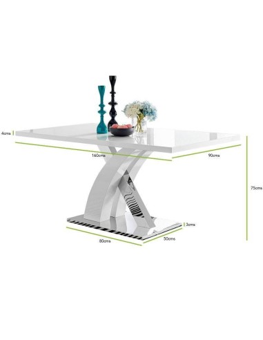 Mesa PATRI, base acero inoxidable, tapa lacada...
