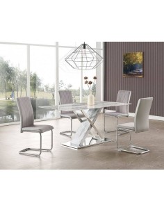 Mesa SIGRID 180x90, base acero inoxidable, DM con tapa de...