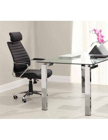 Desenha LAINEY 140 x 80, aço inox, mesa de jantar de vidro