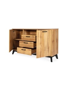 Aparador Dakota 150x40 cm, folheado de carvalho envelhecido. 2