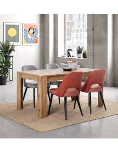 Mesa de comedor Dakota 180 x 90 cm, melamina color roble... 2
